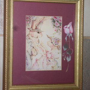 Unique Rabbit print , matted & framed